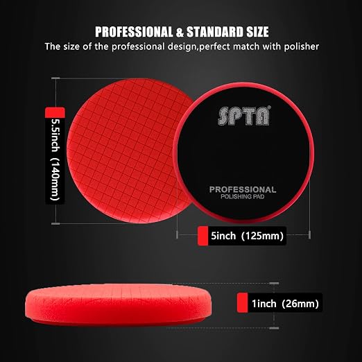 Red T10 Ultra-Fine Finishing Pad, 3Pcs 5.5 Inch Buffing Polishing Pads for 125mm Backing Plate Compound Buffing Sponge for Car Buffer Polisher Compounding, Polishing and Waxing-FPTSS5R-3