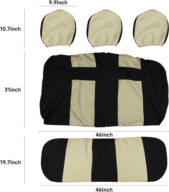 VarCozy Seat Covers for Car Front Pair, Breathable Cloth Front Car Seat Covers, Universal Cloth Seat Covers for SUV Sedan Van, Automotive Interior Covers, Airbag Compatible