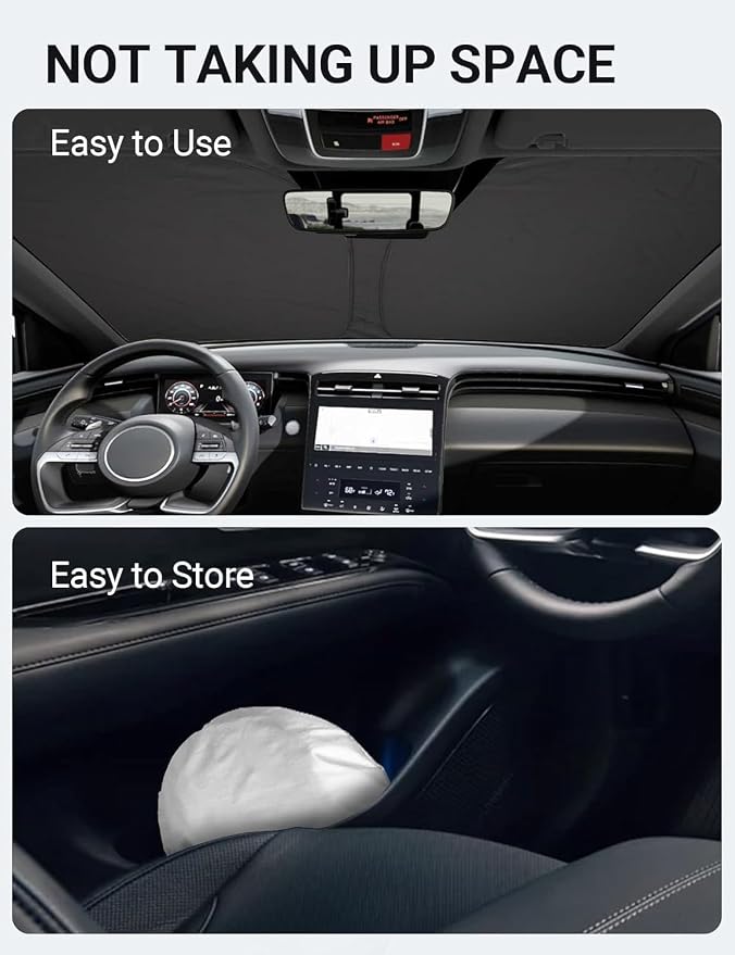 Proadsy Windshield Sun Shade Custom Fit Hyundai Santa Cruz 2022-2025 2026 4-Layer Foldable Front Sunshade Protector Sun Visor Blocks UV Rays Keep Car Cooler