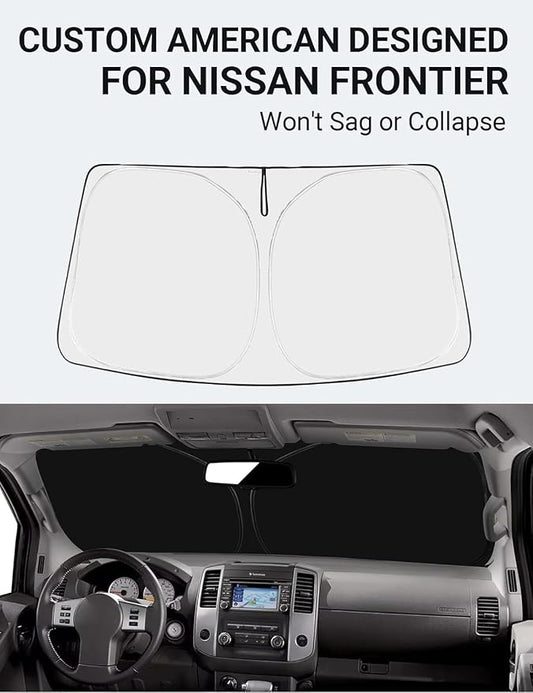 Proadsy 2026 Upgrade Front Windshield Sun Shade Foldable Sunshade Protector Custom Fit 2005-2021 Nissan Frontier, 2Dr 4Dr KingCab CrewCab Pickup Accessories