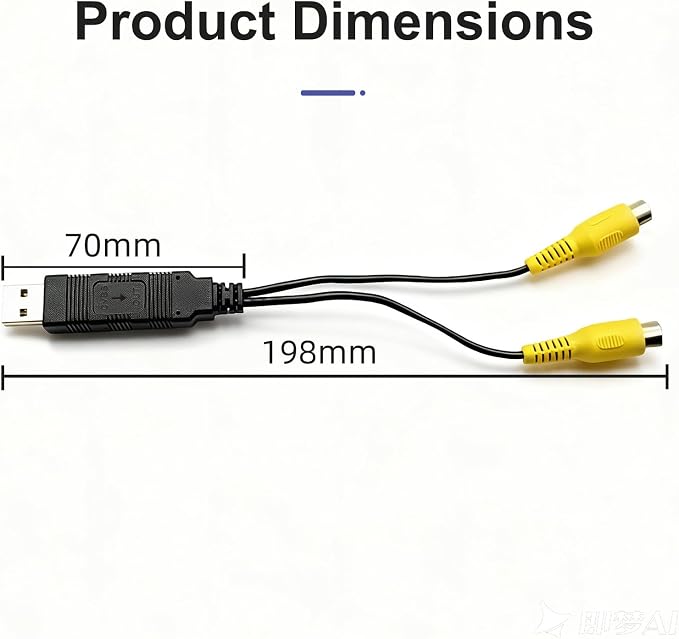USB to CVBS Video Output Adapter, Supports 2 CVBS outputs, Powered by 5V DC, Compatible only with Android car Audio Systems