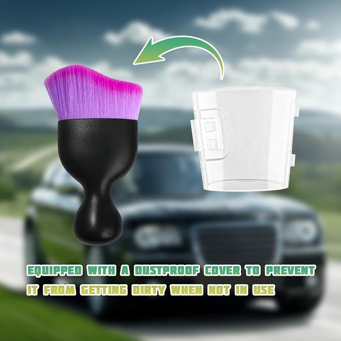 Car Interior Detailing Brush, Curved Soft Bristles Vehicle Removal Dust Collectors, Scratch-Free Automotive Cleaning Tool Accessories, Universal for Truck SUV Sedan (Gradient Purple)