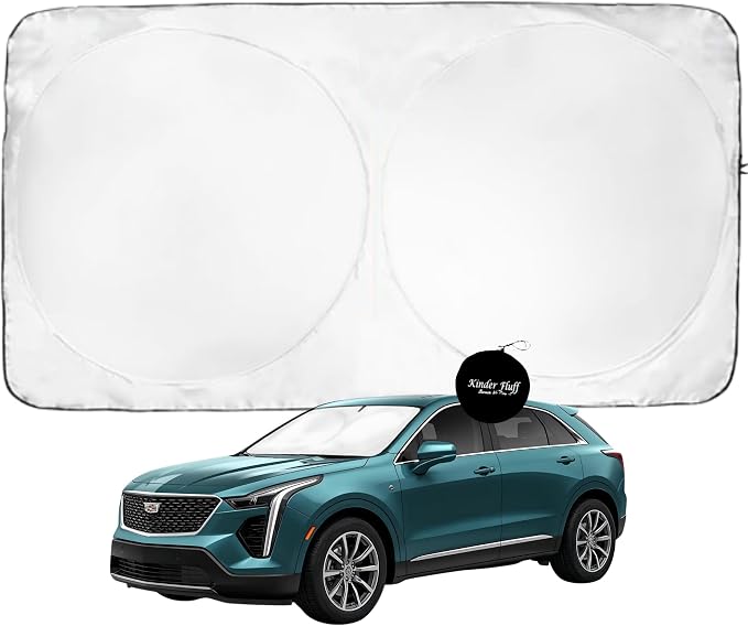Windshield Sun Shade | Compatible for Cadillac Lyriq (2023-2026) | Certified 99.87% UVB & 99.02% UVA Car Sun Shade. Award Winning Sunshade - Patented Technology | Car Shades by Kinder Fluff