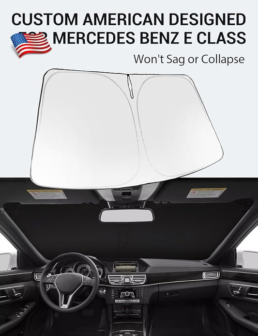 Proadsy 2026 Upgrade Windshield Sun Shade Custom Fit 2010-2016 E Class Foldable Front Sunshade Protector Sun Visor Blocks UV Rays Keep Car Cooler