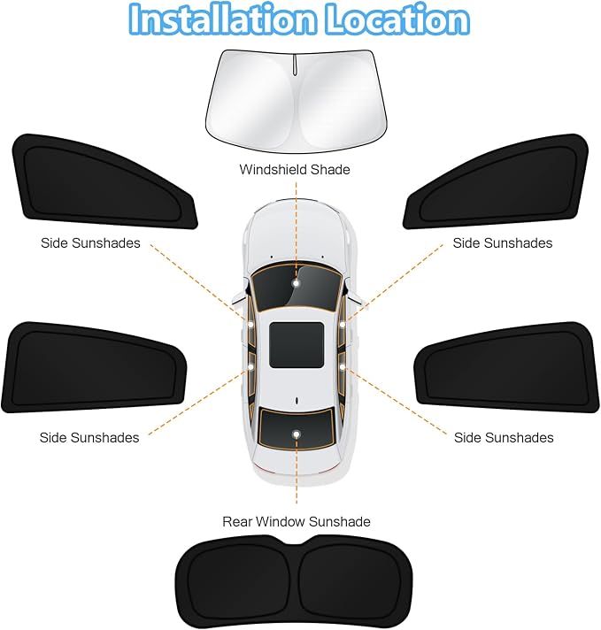 KUST Car Window Shades for Honda HR-V 2016-2020 2021 2022 Windshield Sun Shade Side Window Cover UV Block Privacy Protection Accessories for Camping Blackout Rear Back Full Set 6PCS