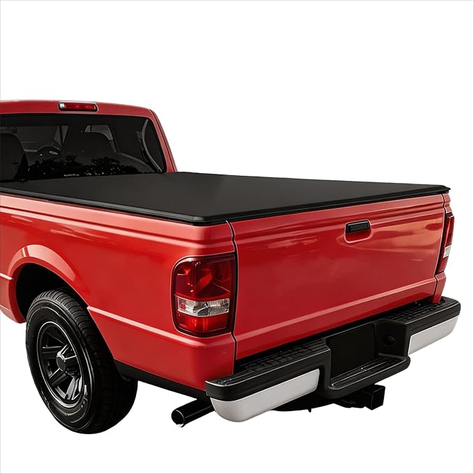 PM PERFORMOTOR Vinyl Soft Tri-Fold Truck Bed Tonneau Cover Compatible with 1983-2011 Ford Ranger, fits 6 ft Fleetside Bed Models