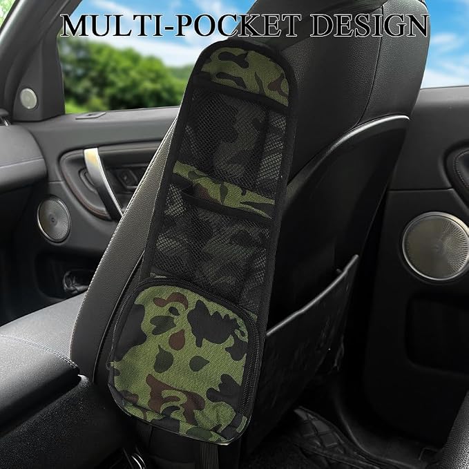 2PCS Car Seat Side Organizer, Seat Side Storage Pocket, Multifunctional Mesh Net Pocket, Car Multi-Pockets Backseat Organizer Side Hanging Bag for Storage Coins, Cell Phones (Green, 2PCS)