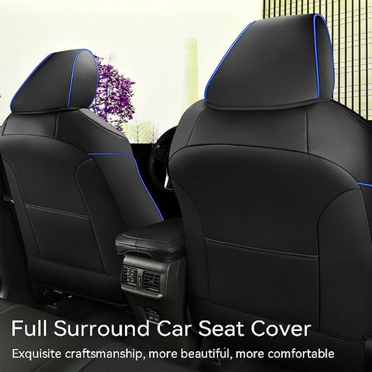 Custom Fit RAV4 Hybrid Car Seat Covers for Select Toyota RAV4 Hybrid (Not for 2019-2025 Hybrid/Prime SE,XSE) 2019 2020 2021 2022 2023 2024 2025 - Full Set,Leather (Blue Check)