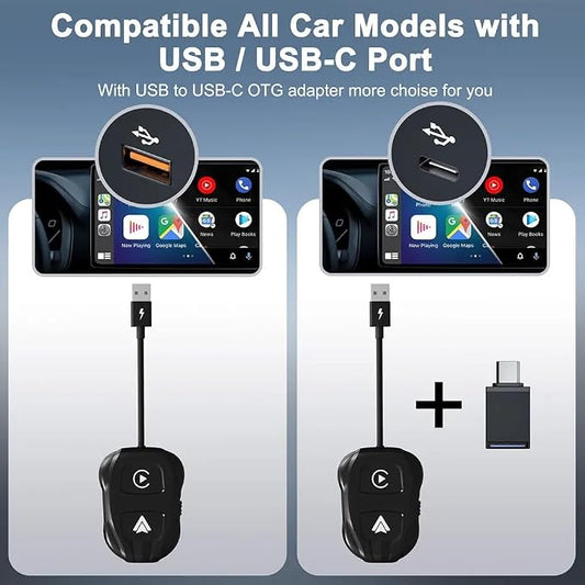 Wireless CarPlay & Android Auto Adapter, Car Navigation Dongle, Compatible with Most Cars, with Toggle Switch, Ideal for Two People Using The Same car, one with iOS and The 2nd with Android