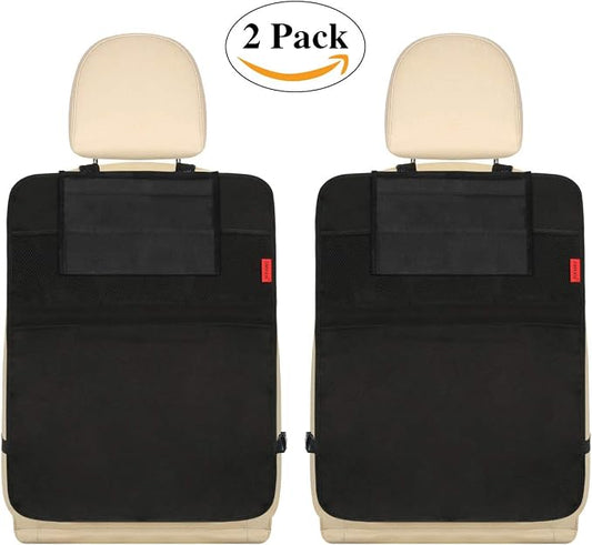 Kaiphy Car Backseat Organizer Premium Quality Car Kick Mats with 10" Tablet Holder - Extra Large Pocket- Sturdy Top 2Pack