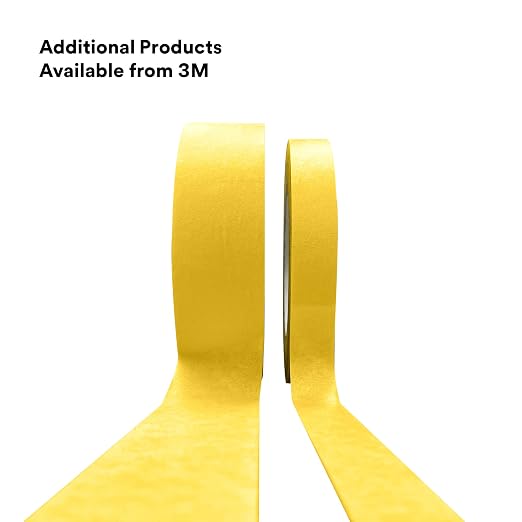 3M Automotive Refinish Masking Tape 388N, 06654, 36 mm x 55 m, Yellow, Crepe Backing, Moisture Resistant, Multi-Purpose (Pack of 2)
