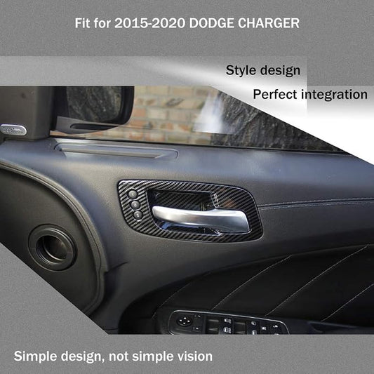 crosselec Carbon Fiber Inner Door Handle Bowl Cover Trim for Dodge Charger 2011-2021/ Chrysler 300 2015-2021