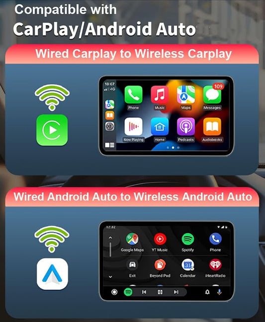 Wireless CarPlay Adapter for Apple iPhone, Android Auto Wireless Adapter for Samsung Galaxy/Motorola, 2025 Upgrade Plug & Play Fast Connection Car Play (Black)
