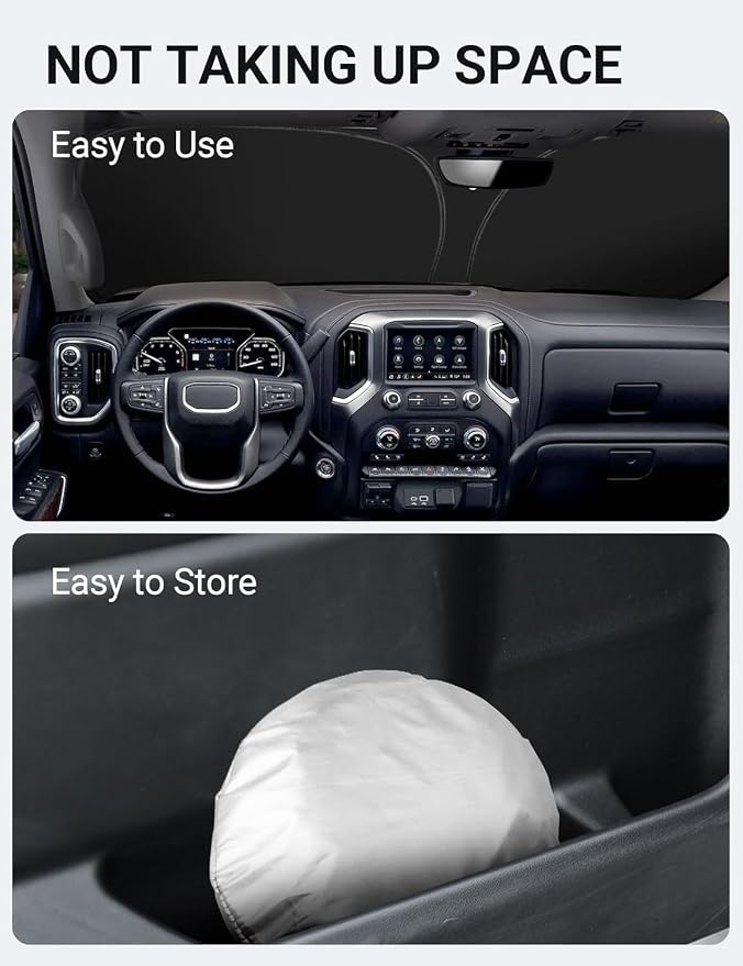 Proadsy 2026 Upgrade Windshield Sun Shade Custom Fit GMC Sierra 2019-2026 4-Layer Foldable Front Sunshade Protector Sun Visor Blocks UV Rays Keep Car Cooler Accessories
