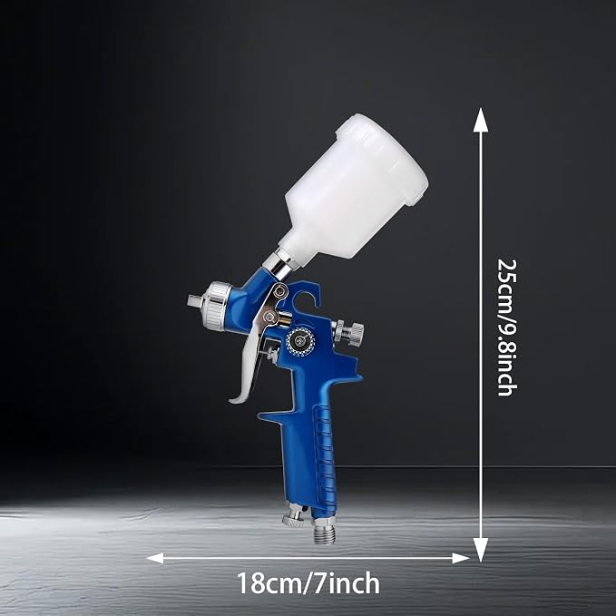 Mini HVLP Air Spray Gun Kit, with 0.8mm & 1.0mm Nozzles&125cc Cup, Small Automotive Paint Sprayer, Paint Guns Touch Up Detail Spot Repair, for House Painting, Furniture, Cars (Blue)