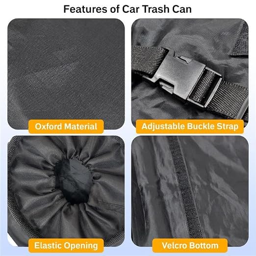 EcoNour 2 Pack Car Trash Bag | Washable Back Seat Hanging Bag with Elastic Opening & Easy Mount | Garbage Can with Waterproof Oxford Material | Accessories for Camping, Traveling & Outdoor