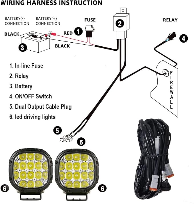 BIGLION.X 4 Inch 160W 18800LM Round LED Offroad Lights Driving Spotlights Fog Light Super Bright Bumper Off Road Driving Light with Wiring Harness IP68 for Pickup Trucks SUV ATV UTV