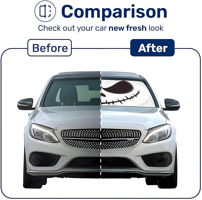 GENANY Funny Windshield Sun Shade for Sedan SUV Truck (55x29 Inches), Automobile Sunshade, Protector Blocks UV, Car Accessories, Christmas Car Decor