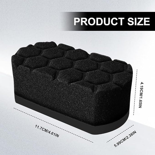 2PCS Tire Waxing Applicator Pad, Sponge Pad, Easy Grip Hex Logic Tire Shine Dressing Applicator Sponge, Car Durable and Reusable Cleaning Foam Sponges for Wheel Tire Polishing (Black)