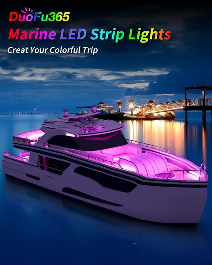 DUOFU365 Pink Led Strip Lights,12V Interior Light Strip IP68 Waterproof Cuttable for Car Motorcycles Boat Golf Cart Truck Cargo Home Decoration with Strong Nano Tape 12inch(Pack of 4)