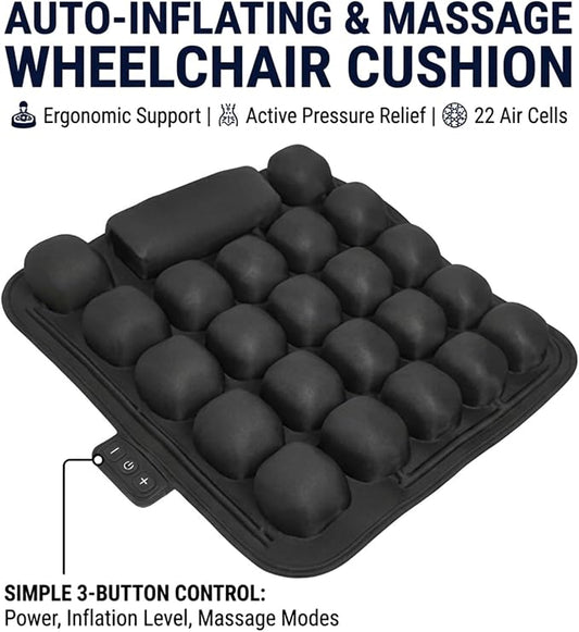 Alternating Air Wheelchair Cushion, Pressure Relief Seat Cushion with Air Cell Massage, USB Powered Breathable Cushion for Wheelchair, Office Chair, Long Sitting