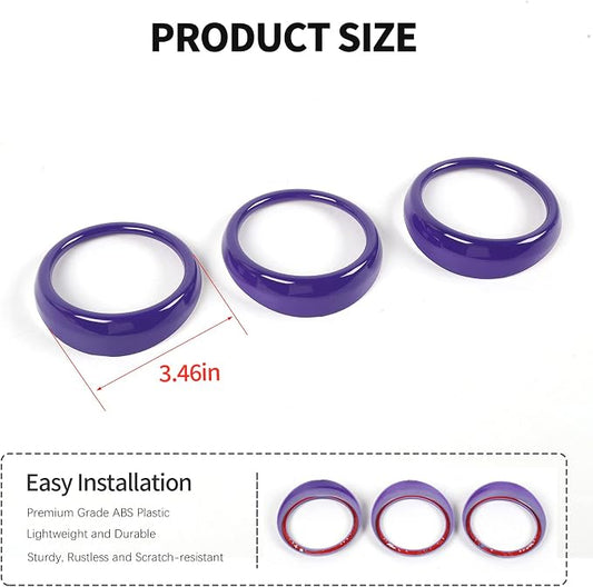RT-TCZ Center Console Air Conditioner Outlet Vent Trim Cover Ring Interior Accessories for Ford Mustang 2015-2022,3PCS (Purple)
