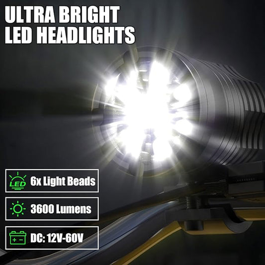 Motorcycle Driving Lights 12-60V 40W 3600LM LED Fog Lights for ATV UTV Bike Car Truck Boat Forklift Waterproof LED Spotlights with 6 Light Beads High Low Strobe Beam Switch Universal (Black 2)