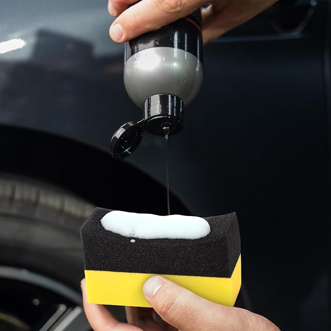 Frienda 12 Pcs Even Tire Applicator Dressing Shine Sponge, Reusable Tire Dressing Applicator Pad, Soft Color Polishing Sponge for Car Glass, Painted Steel, Porcelain and More(Yellow)