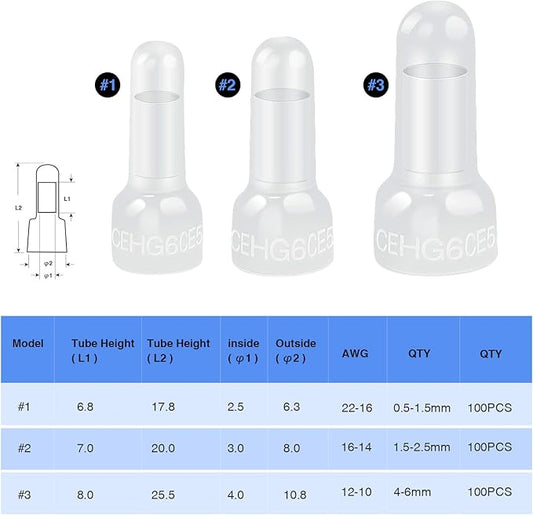 Nilight - 50036R Closed End Crimp Terminal 300 pcs 22-16/16-14/12-10 Gauge Nylon Wire Connector Kit,2 Years Warranty