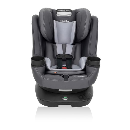 Evenflo REO by Revolve360 Rotating Convertible Car Seat with Quick Clean Cover, Infant to Toddler, Forward and Rear Facing, Compact Design, One-time Install (Danvers)