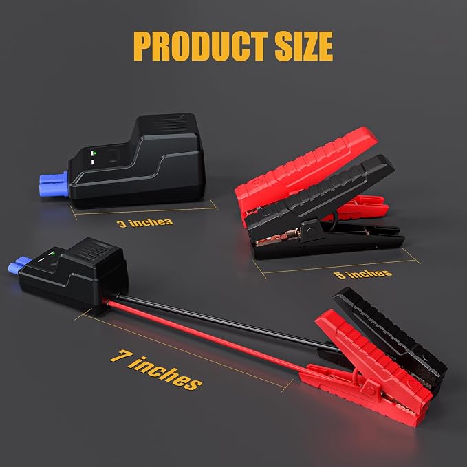 VTOMAN Portable Replacement Jumper Cable,10 Safety Protections 12V Car Booster Clamp Cable for X1,X3,X5,X7,V10,V10 Pro Jump Starter, Car Jump Start Battery Booster Cable