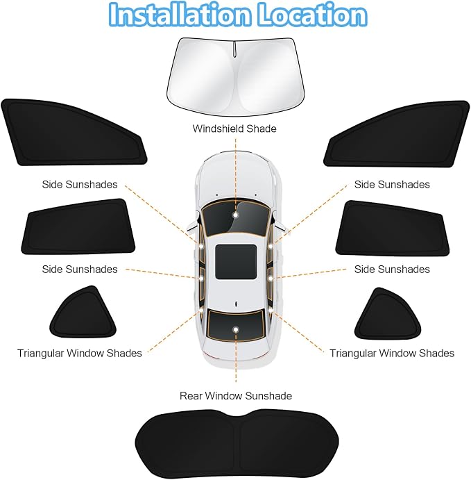 KUST Car Window Shades for Toyota RAV4 2013-2018 Windshield Sun Shade Side Window Cover UV Block Privacy Protection Accessories for Camping Blackout Rear Back Full Set 8PCS