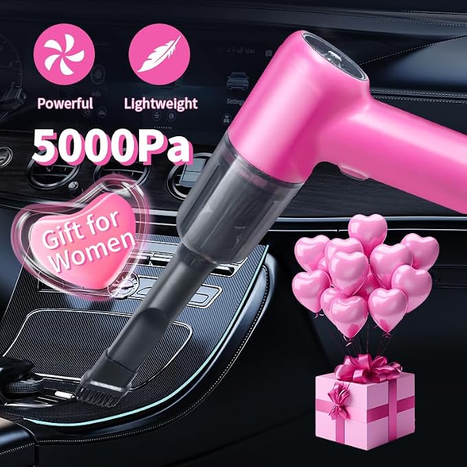 Portable Car Vacuum Cordless,2-in-1 Blow Suction Handheld Cleaner with Multi-Nozzles, Rechargeable Mini Vacuum for Car, Home, Office, Pet Hair, Sofa, Keyboard.