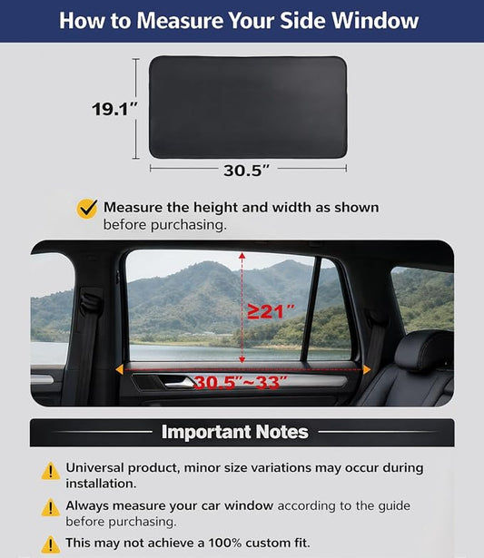 XCBYT Magnetic Car Window Shades for Rear Side Windows, 2 Pack Blackout Car Window Covers for Back Seat Comfort, Reduce Glare & Heat, Car Window Covers for Road Trips & Daily Driving