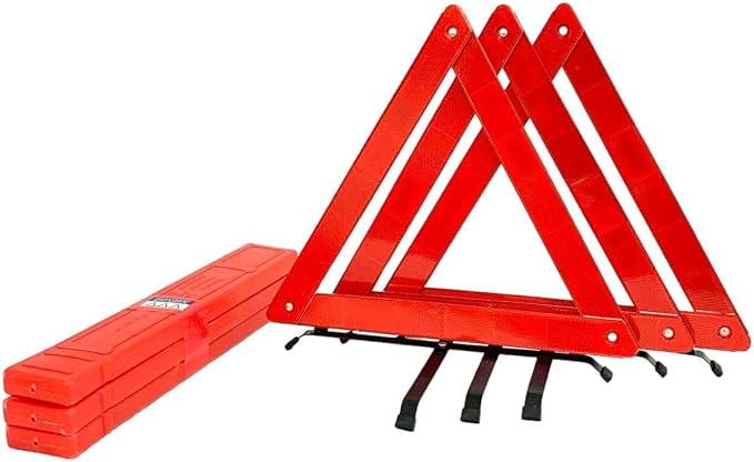 3Pack Emergency Roadside Safety Triangle with Reinforced Cross Base and Carrying Case Foldable
