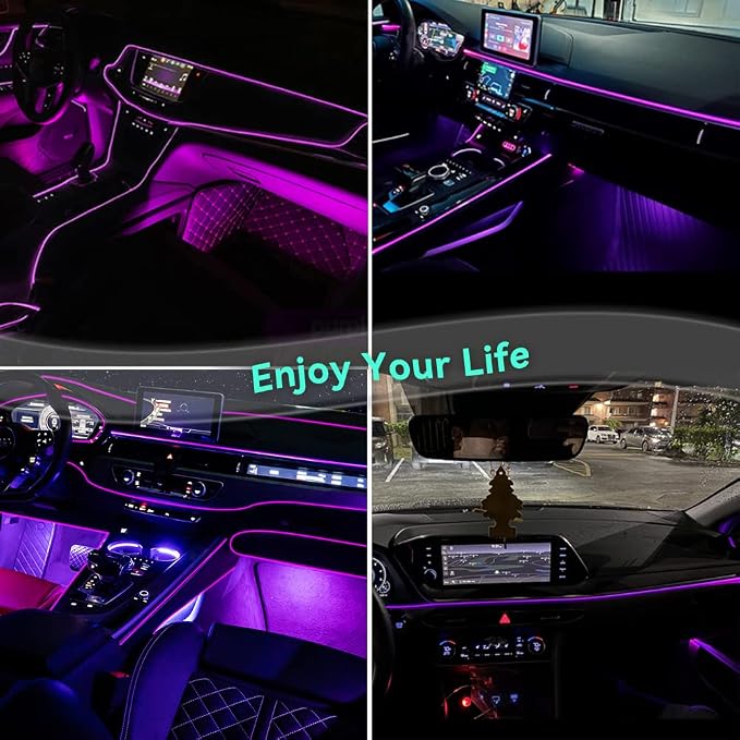 El Wire Purple Neon Lights 16FT/5M Car Interior Led Strip Light USB 5V for Car Garden Party Decoration