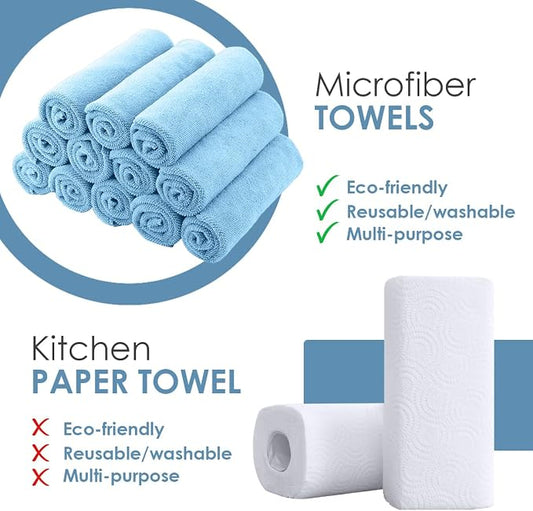 Avalon Towels Microfiber Cleaning Cloths (Value Pack of 48) - Size 16 x 16 Inches, Highly Absorbent Cleaning Rags, Lint Free, Reusable and Washable, Microfiber Towels for Cars