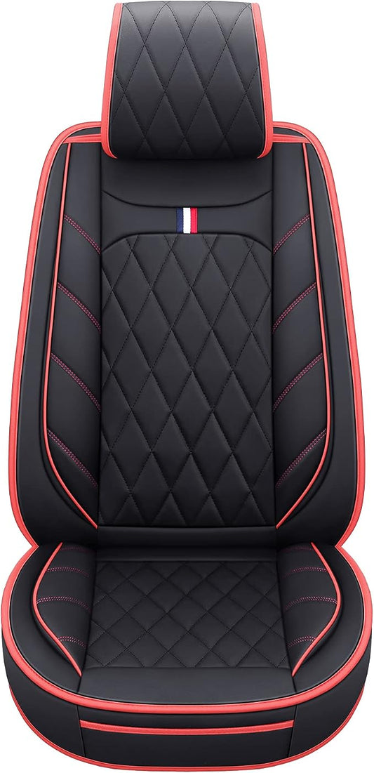 5 Car Seat Covers Full Set Waterproof Leather Universal Cushions Split Bench Compatible with Toyota Camry Kia Nissan Chevy Malibu CRV Focus Fusion Jeep Wrangler Cherokee (Full Set, Black-Red )