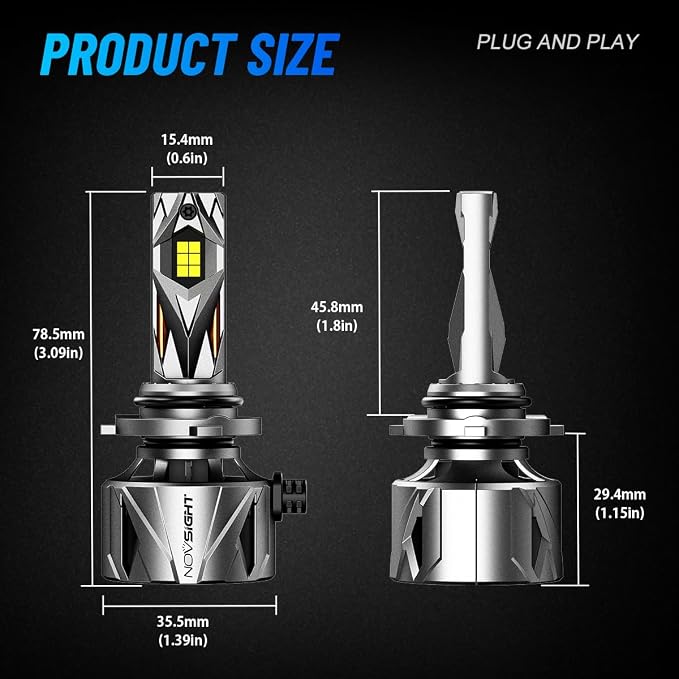 NOVSIGHT 𝟵𝟬𝟬𝟱/𝗛𝗕𝟯 Fog Bulbs Upgrade, 900% Brighter 95,000LM, 240W Performance, Enhanced Cooling, 5-Min Installation, 100,000+ Hour Lifespan, IP68 & CANBUS Compatible, Pack of 2