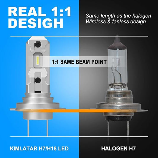 H7 LED Bulbs,Super Bright Upgraded 600% 40000LM Brightness 1:1 Halogen Mini Size H7/H18 Bulbs Fog Lights Easy Install,80000Hrs Long Lifespans Pack of 2