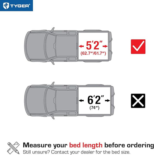 Tyger Auto T1 Soft Roll Up Truck Bed Tonneau Cover Compatible with 2015-2018 Chevy Colorado / GMC Canyon | Fleetside 5'2" Bed (61") | TG-BC1C9012 , Black