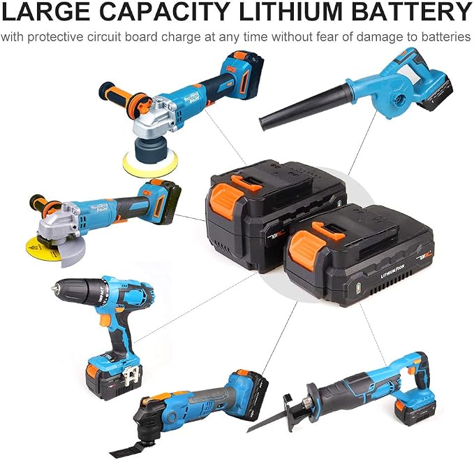 NEWONE 20V Cordless Round Orbital Polisher, Dual Action Buffer, 5-Inch, 6 Variable Speeds, Anti-vibration Handle, Car Sanding Polishing Waxing, 4.0Ah Battery and Fast Charger