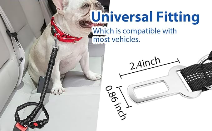 YAOHDAO Dog Seat Belt Harness for Car, Restraint Adjustable with Elastic Bungee Buffer Headrest for Vehicle, 360° Swivel Carabiner Nylon Pet Safety Seat Belts Heavy Duty Car Harness for Dogs (Black)