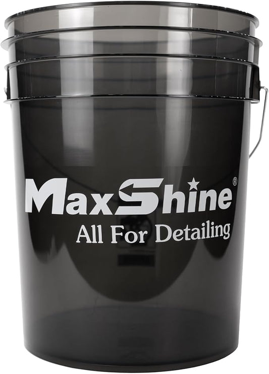 Maxshine 5 Gallon Detailing Bucket - Black Universal Car Wash Bucket for Auto Detailing, Scratch-Free Washing, Garage Storage, Holds Soap, Foam Cannon, Brushes & Microfiber Towels