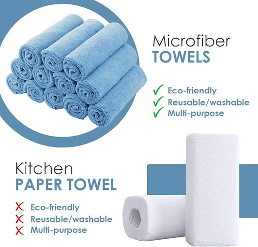 Avalon Towels Microfiber Cleaning Cloths (Value Pack of 100) - Size 12 x 12 Inches, Highly Absorbent Cleaning Rags, Lint Free, Reusable and Washable, Microfiber Towels for Cars