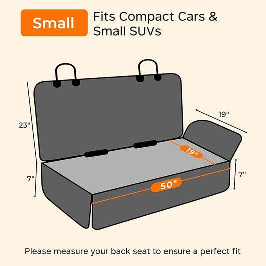 URPOWER PU Leather Dog Car Seat Cover for Back Seat, Waterproof Non-Slip Bench Seat Protector for Dogs, Easy-Clean Scratch-Resistant Pet Seat Cover for Compact Cars Small SUVs