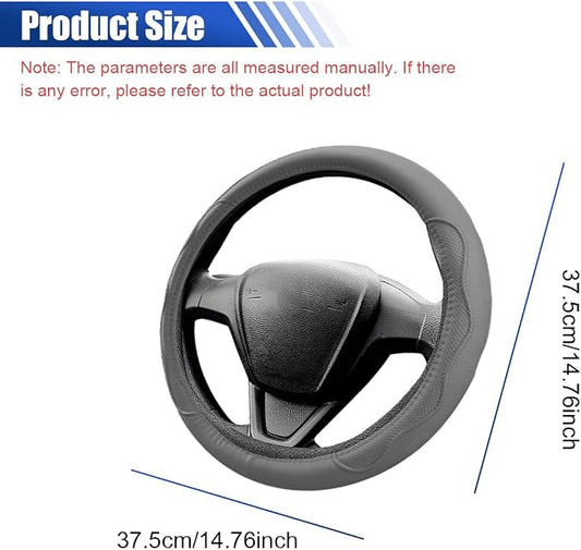 Car Steering Wheel Cover, 15 Inch Leather Anti-Slip Breathable Automotive Steering Wheel Protector, Universal Heat Resistant Vehicle Interior Accessories Cars, SUVs, Trucks(Gray)