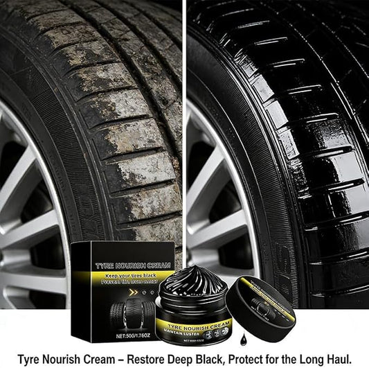 Tyre Nourish Cream for Tires,Tire Nourish Cream,Tire Wax Black,Restores Black Gloss,Shine,for Car Tires (1Pc)
