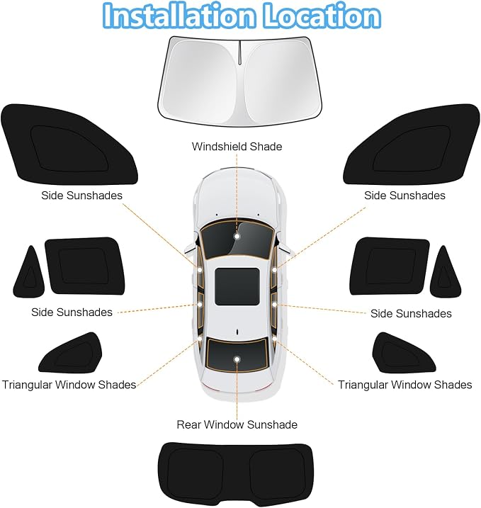 KUST Car Window Shades for BMW X5 2013-2016 2017 2018 Windshield Sun Shade Side Window Cover UV Block Privacy Protection Accessories for Camping Blackout Rear Back Full Set 10PCS