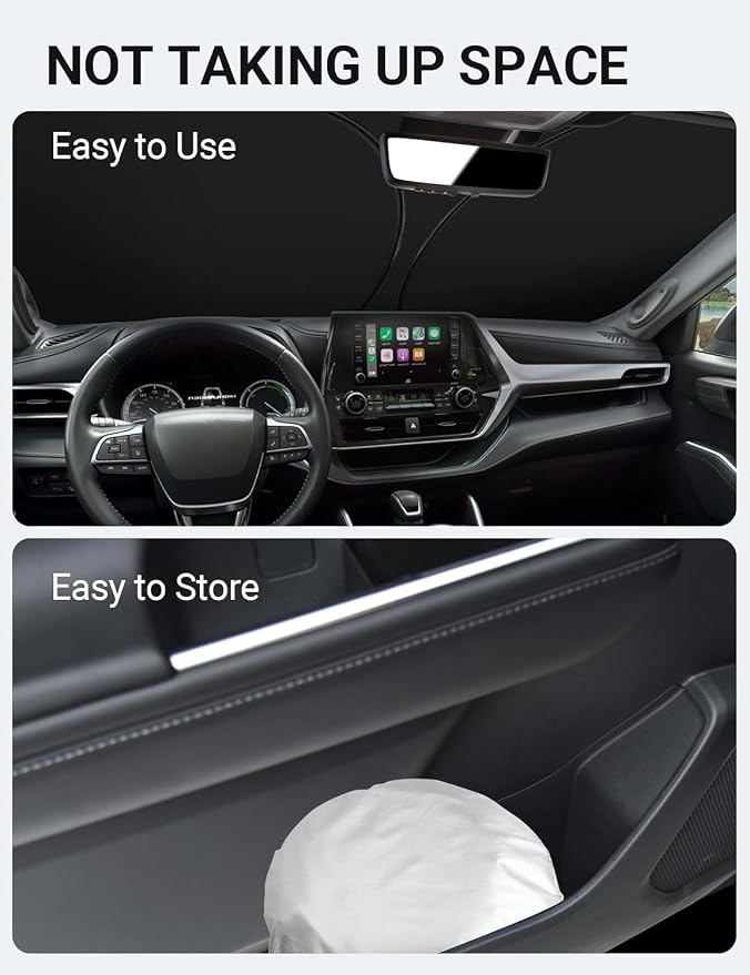 Proadsy for Toyota Highlander 2020-2025 2026 Windshield Sun Shade 4-Layer Foldable Front Sunshade Highlander L LE XLE Limited Platinum Protector Sun Visor Blocks UV Rays Keep Car Cooler